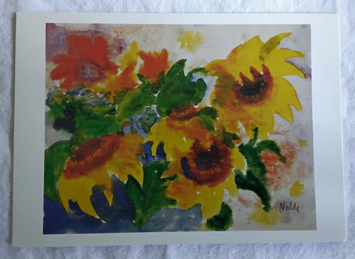 Obra de arte de tarjeta de felicitación vintage de girasoles de Emile Nolde, alemán 5x7 sin sobre - Imagen 1 de 2