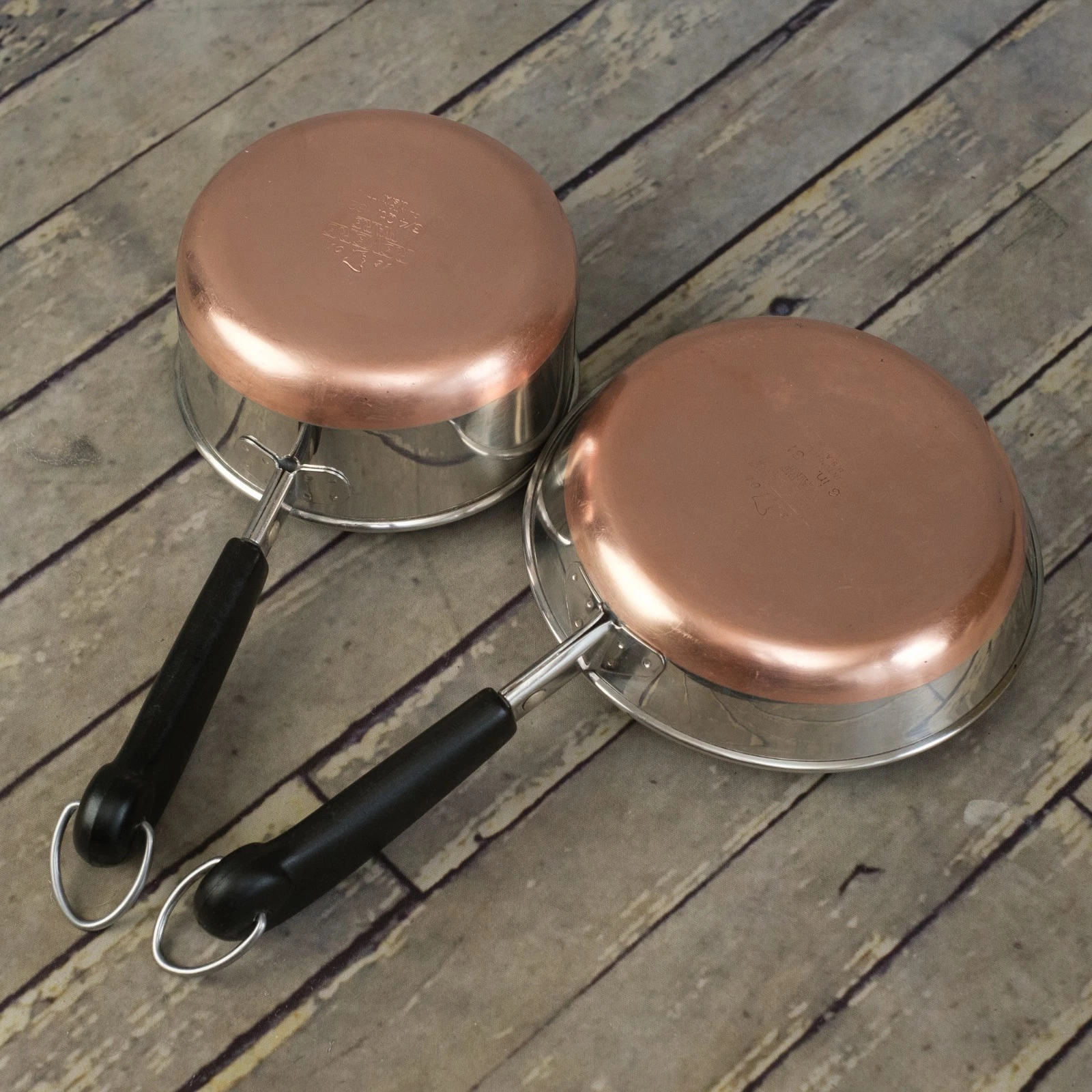 REVERE WARE 3/4 Quart Saucepan and 6" Fry Pan Stainless Copper Clinton, IL