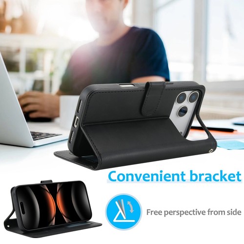 Removable Wallet Case Leather Flip Cover for iPhone 17/17 Pro/17 Pro Max/Air - Picture 10 of 38
