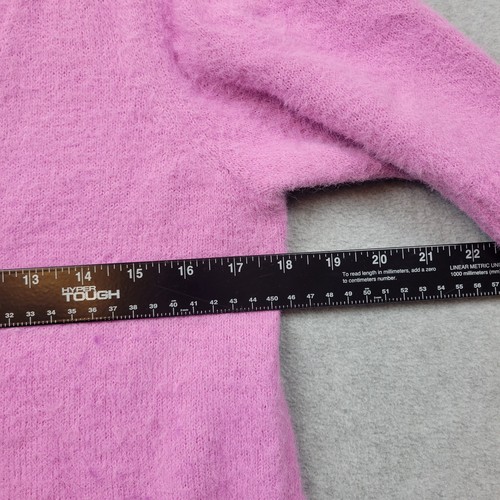 Candace Cameron Bure Womens Sweater Size Small Deep V Neck Button Pink Fuzzy - Picture 7 of 15
