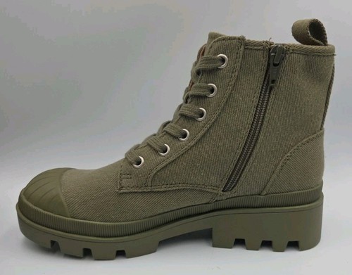 Universal Thread Moto Combat olivgrün Canvas seitlicher Reißverschluss Stiefel Damen 7,5 - Bild 5 von 7