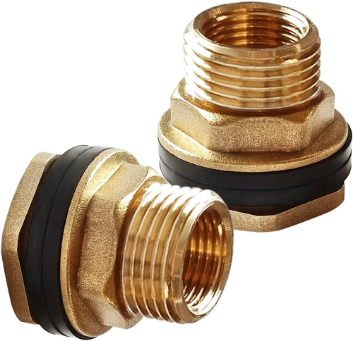 2PCS Solid Brass Bulkhead Fitting 1/2”Female X 3/4”Male Double Threaded Bulkhead - Picture 9 of 12