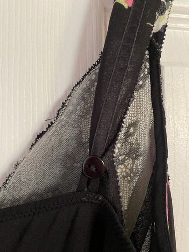 Oscar de la Renta schwarz Blumen Spitze Cups Nachthemd, Slip, Kleid, Bindeband, S NEUWERTIG - Bild 5 von 7