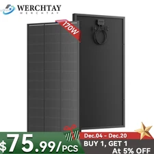 170W 200W Watt Mono Solar Panel 12V Battery Charging Home RV Off-Grid Boat Power