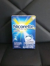 Nicorette Nicotine Gum White Ice Mint 100 Pieces 2mg Exp 12/2026