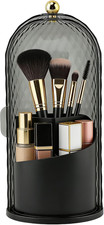 Makeup Brush Holder with Lid, 360 Rotating Dustproof Waterproof Sliding Opening