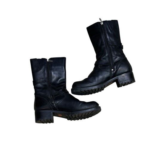 Harley Davidson Damengröße 9,5 schwarz Leder Addison Reißverschluss Schnalle Stiefel - Bild 3 von 8