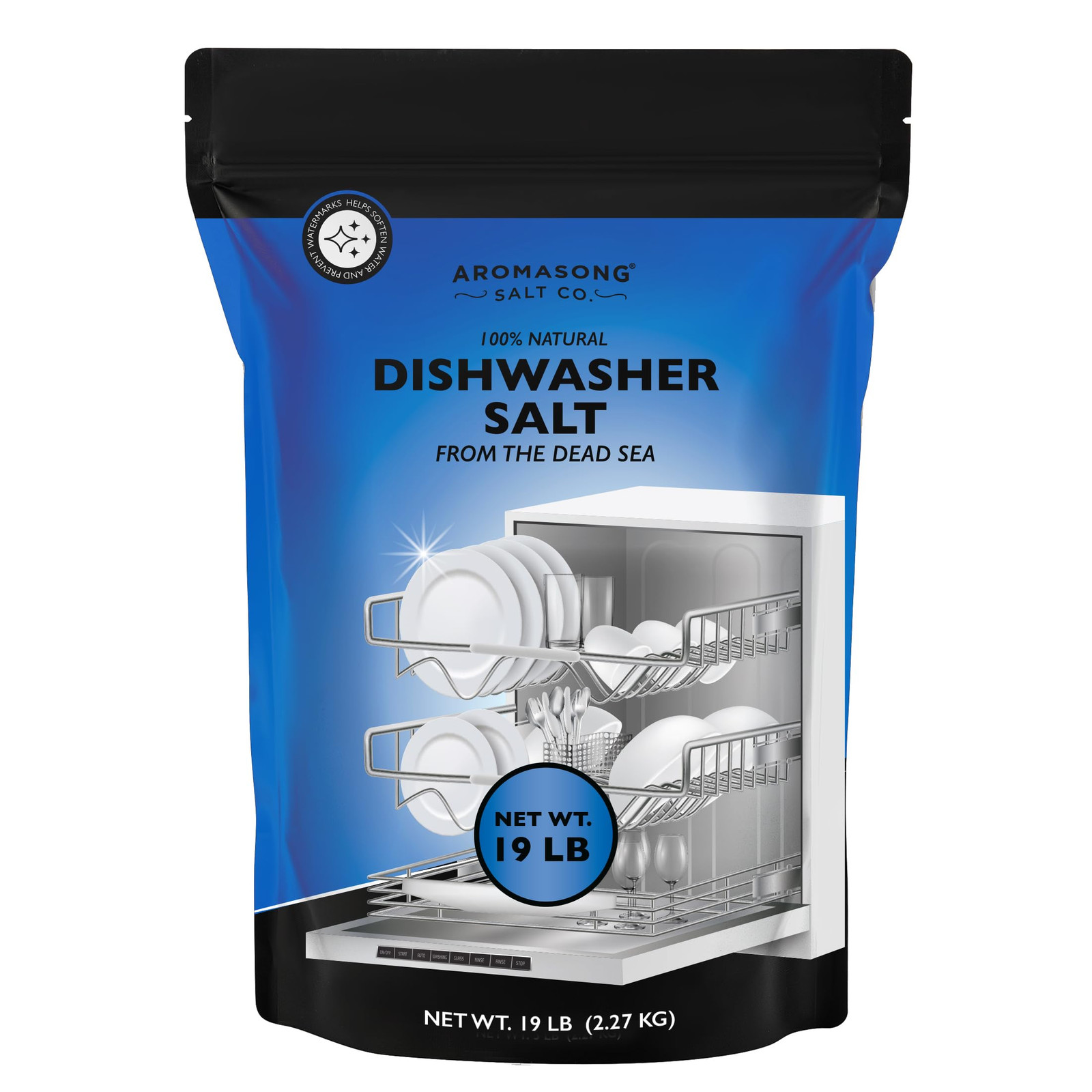 Dishwasher Salt 19 LB - 100% Natural Water Softening Agent for Cleaner Dishes...