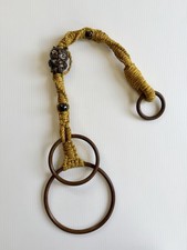 Vintage Handmade Macrame 70s Mustard Yellow Retro Hand Towel Holder Ring w/ Owl