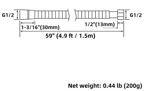 Flexibler Brauseschlauch 59 Zoll Edelstahl Ersatz Brauseschlauch mit Sw - Bild 2 von 9