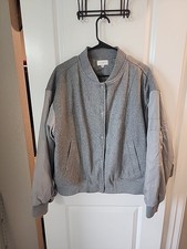 Pacsun Heather Gray Bomber Varsity Jacket Size M/L NWT Quilted Lining Wool Blend