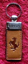 FERRARI KEYRING TAN LEATHER CHARLES HURST MAIN DEALER VERY RARE near MINT