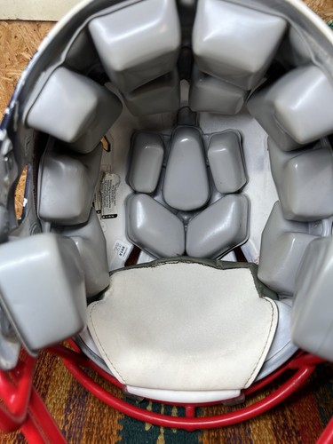 Casco de fútbol americano Riddell Speed juvenil 2012 azul marino y rojo talla grande - Imagen 10 de 11