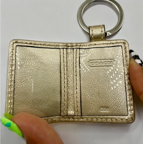 Coach Signature Cream Purple Star Charm Picture Frame Photo Holder Keychain Keyr - Picture 4 of 4