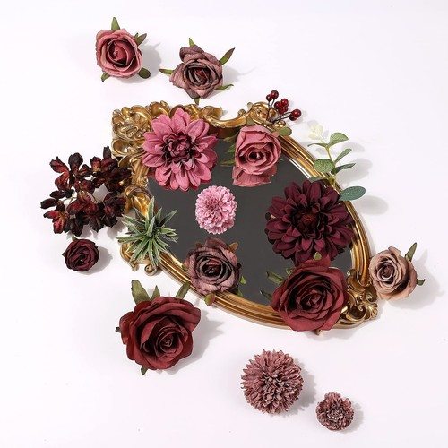 Artificial Flowers Combo Dahlia 25pcs Silk Fake Flowers Roses for DIY Wedding... - Picture 5 of 6