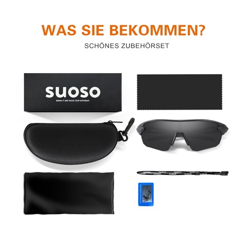 suoso Fahrradbrille Herren Damen Sportbrille Sonnenbrille,1 - Bild 7 von 7