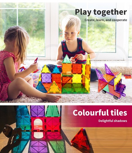 Bopeep Kids Magnetic Tiles Blocks Building Educational Toys Children Gift Play - Picture 5 of 32