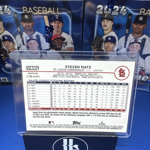 2024 Topps Chrome Update Series Sapphire Edition - Steven Matz #USCS329 - Picture 2 of 2