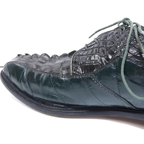 Belvedere Colombo Men’s Size 12 Crocodile Leather Dress Shoes Green Brown - Picture 11 of 15