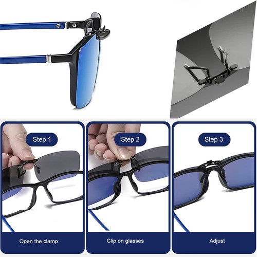 Mens Fishing Clip On Sunglasses Mirror Blue Eyeglasses Polarized - Picture 14 of 30