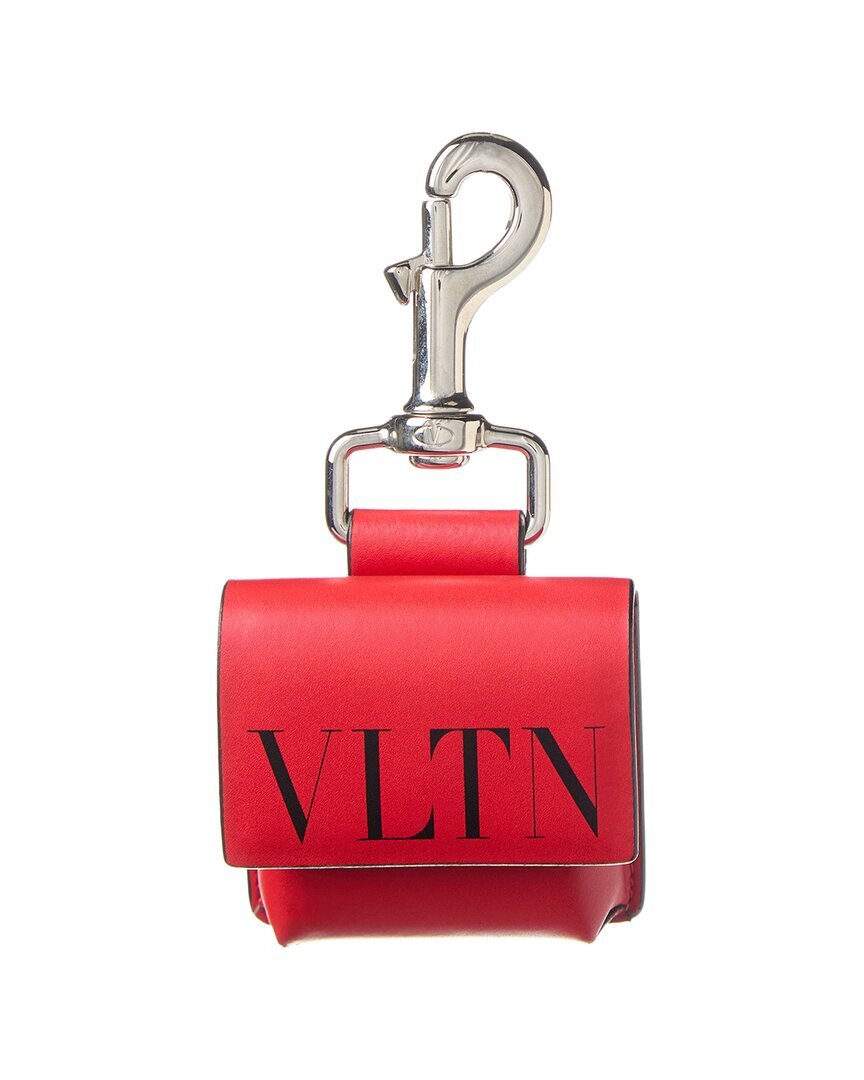 Кожаный чехол для Airpods Valentino Vltn Мужской красный Uni