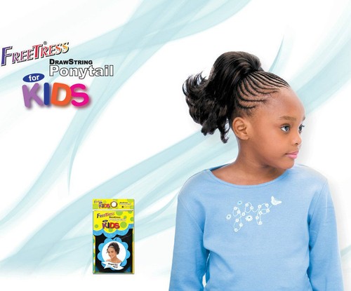 JACKIE 8" FREETRESS DRAW STRING PONYTAIL FOR KIDS FLIP OUT J CURL PATTERN STYLE - 第 1/2 張圖片