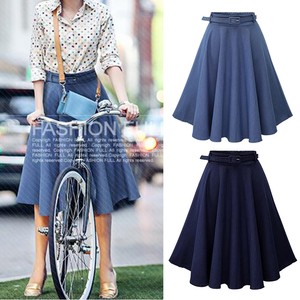 Women-039-s-Jeans-A-line-High-Waist-Long-Midi-Denim-Flare-Party-Skater-Skirt-Dress