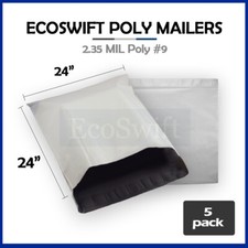 5 24 x 23 ECOSWIFT WHITE POLY MAILERS SHIPPING ENVELOPES PLASTIC SELF SEAL BAGS