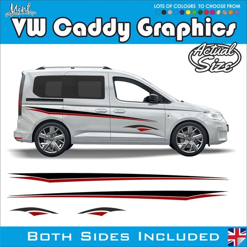VW CADDY Side Stripes SPORT LINE Decals Stickers Van Graphics FREE P&P 084 - Picture 1 of 4