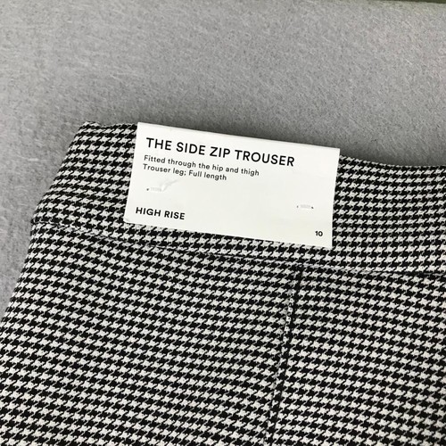 Ann Taylor Pants Womens 10 Black Houndstooth High Rise Side Zip Trouser Leg NWT - Picture 6 of 14