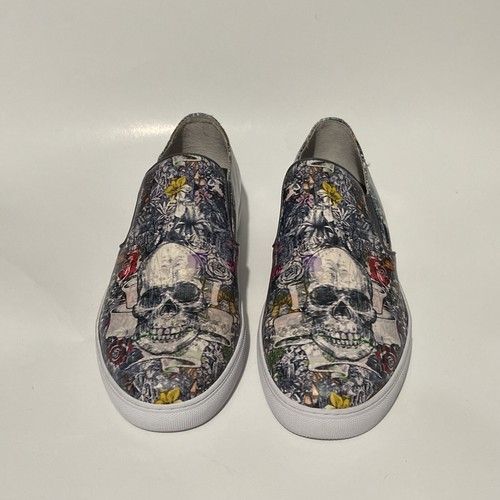 Robert Graham Zapatillas Sin Cordones Zapatos Calavera Floral Blanco NUEVO Hombres 8 Cuero $258 - Imagen 2 de 11