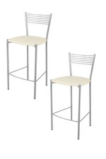 Tommychairs - Sgabello bar Elegance in acciaio colore alluminio e finta pelle