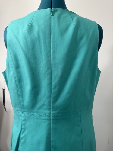 RAFAELLA Women’s Aqua Lined Stretch Sleeveless Jeweled Neck Sheath Dress Size 14 - Picture 5 of 11