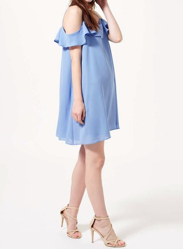 Vestido con volantes para mujer Miss Selfridge azul sin mangas sin hombros talla 6-16 - Imagen 6 de 8