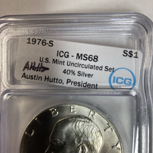 1976-S 40% Silver Eisenhower Ike ICG MS 68 White Label Hutto Auto W/Mint Error - Picture 2 of 4