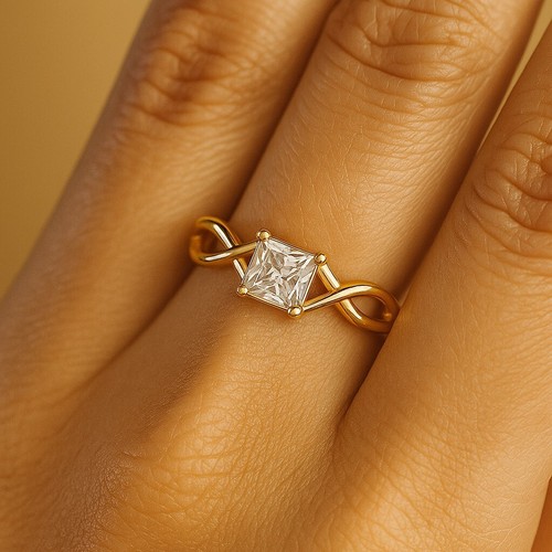 Lab Grown Diamond Solid 14k Gold April Birthstone Promise Ring #1003 - Picture 5 of 22