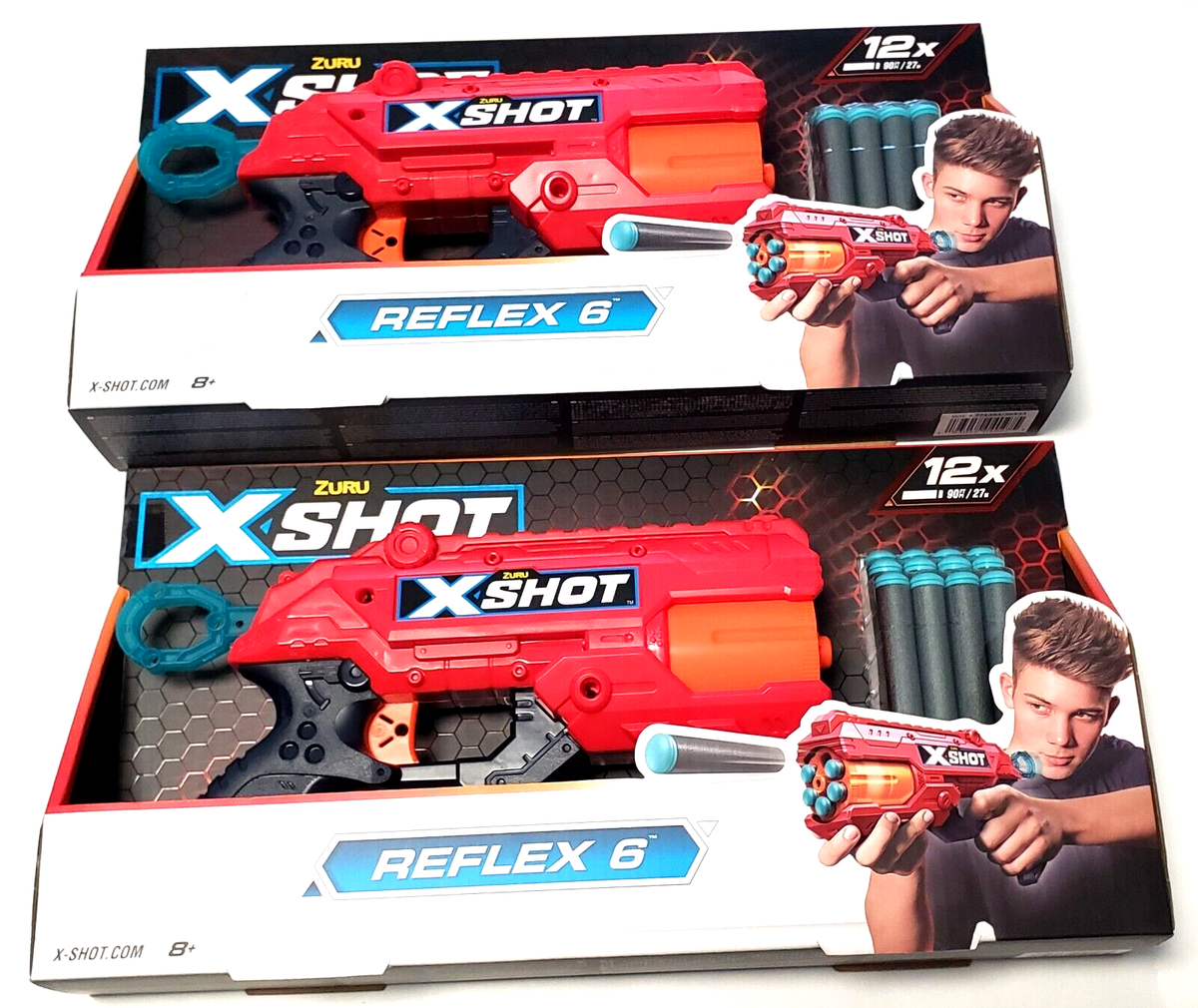 X-Shot Excel Reflex 6 Blaster 90ft/27M NEW (12x) by ZURU for Age
