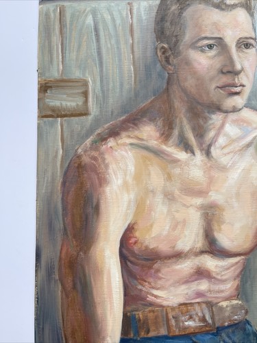 ANTIKES AMERIKANISCHES PORTRAIT JUNGER MANN INDUSTRIEARBEITER REGIONALISMUS ASHCAN WPA ÄRA - Bild 10 von 17