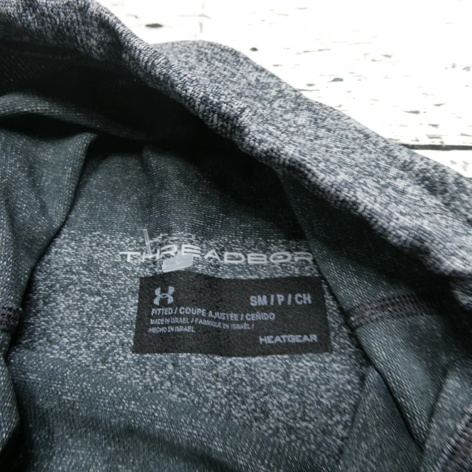 Top Under Armour Threadborne para mujer pequeño gris manga larga capucha cuello ajustado Foto 3 de 4