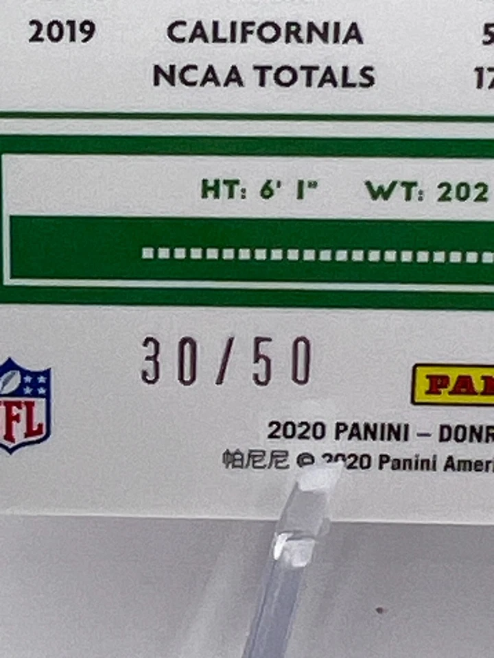 Ashtyn Davis - 2020 Donruss Optic Rookie #145 Red Prizm Auto /50 NY Jets RC SP - Image 4 of 4