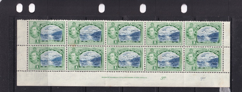 TRINIDAD & TOBAGO BRITISH EMPIRE KGVI 1938 1D IMPRINT BLOCK OF 10 #2029