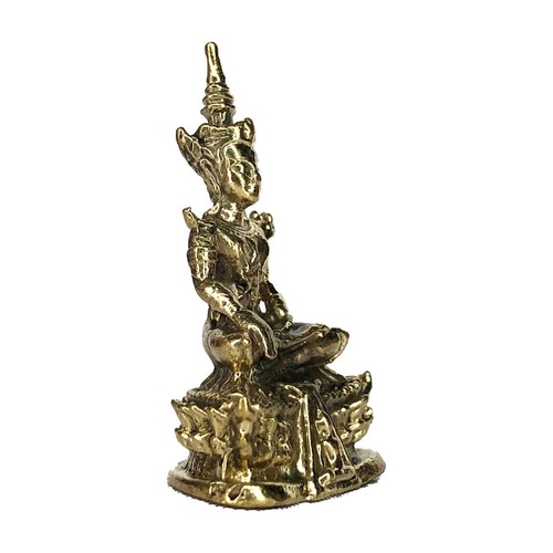 Amuleto tailandés Phra Phut Sik Khi Thotsaphon (Primer Buda) latón dorado - Imagen 6 de 6