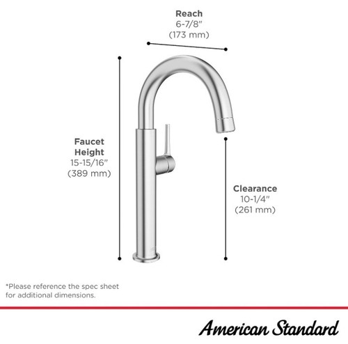 American Standard 4803.410 Studio S 1.8 GPM 1 Hole Pull Down Bar - Chrome - 第 4/8 張圖片