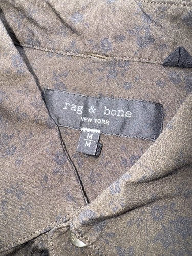 Rag & Bone Shirt Men's MEDIUM Brown Black Floral Short Sleeve Button Up Viscose - Picture 8 of 13