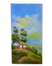 Countryside Homestead landscape house ORIGINAL Painting Signed Oil on Canvas 