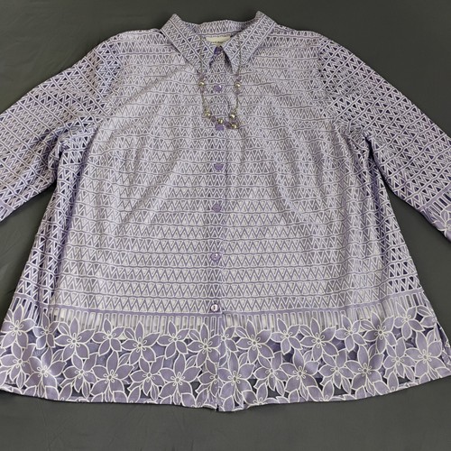Alfred Dunner Top 2 For 1 Women's 3/4 Sleeve Blouse Size 1X Purple NWT Tag $68 - Picture 2 of 22