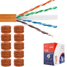 10 x Cat6 1000ft cable UTP Solid Orange LAN Network Ethernet RJ45 Bulk 23 AWG