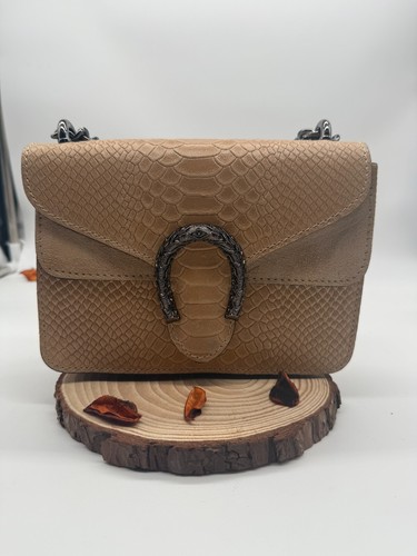 Borsa a tracolla in eco pelle effetto pitone beige nuova borse donna - Foto 3 di 7