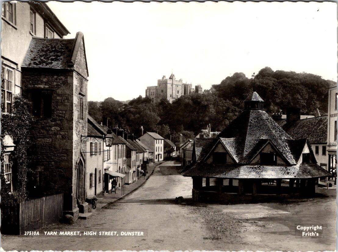 RPPC Dunster, Somerset England YARN MARKET~HIGH STREET SCENE 4X6