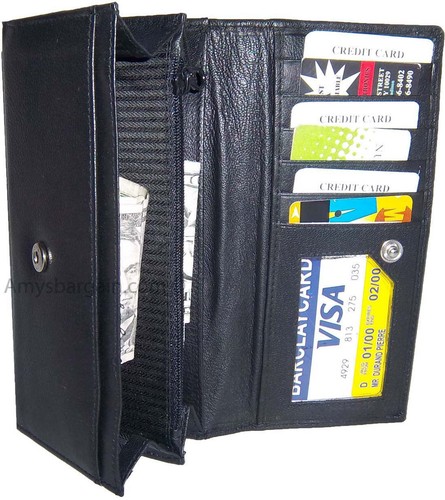 Lote de 6 Nuevas Cartera Chequera Mujer, Cuero Negro Damas Chequera Cartera Nueva - Imagen 11 de 12